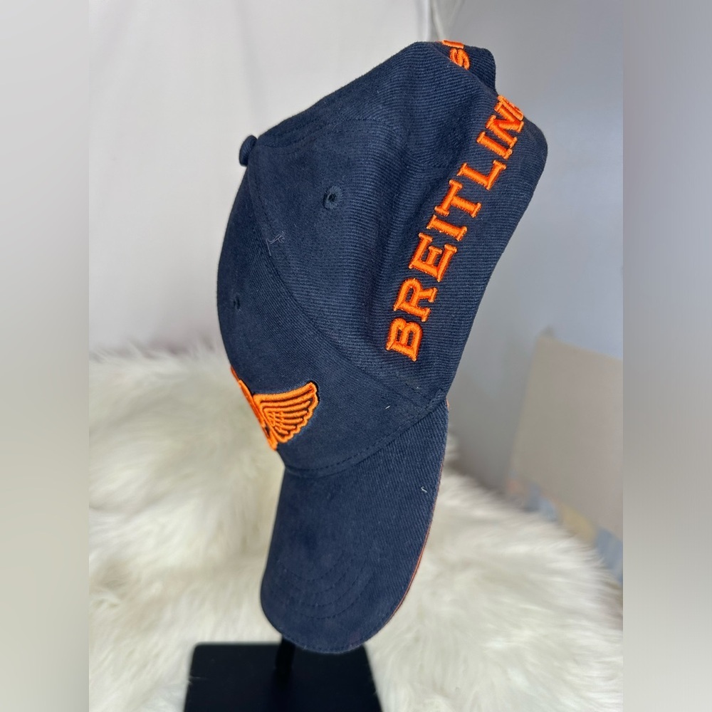 Breitling Watch Cap Hat Navy Blue Orange Embroidered Hat